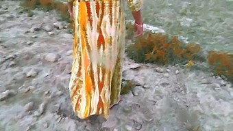 Indian Village Housewife And Husband Captured On Camera Outdoors