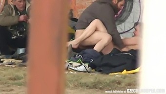 Amateur Threesome Caught On Hidden Camera In Public Park