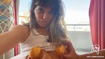 Real Amateur Gets Creampied While Watching Japanese Cartoon Porn